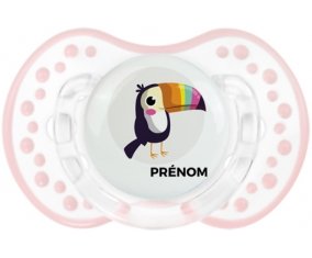 Toucan + prénom : 0/6 mois - Retro-blanc-rose-tendre classique embout Lovi Dynamic