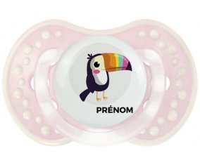 Toucan + prénom : 0/6 mois - Retro-rose-tendre classique embout Lovi Dynamic