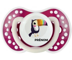 Toucan + prénom : 0/6 mois - Fuchsia phosphorescente embout Lovi Dynamic