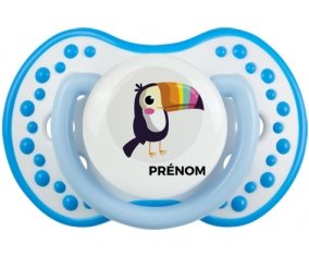 Toucan + prénom : 0/6 mois - Blanc-bleu phosphorescente embout Lovi Dynamic