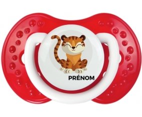 Tigre style 1 + prénom : 0/6 mois - Blanc-rouge classique embout Lovi Dynamic