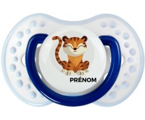 Tigre style 1 + prénom : 0/6 mois - Marine-blanc-bleu classique embout Lovi Dynamic