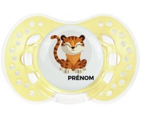 Tigre style 1 + prénom : 0/6 mois - Trendy-jaune classique embout Lovi Dynamic