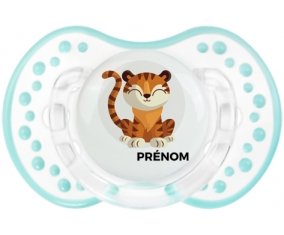 Tigre style 1 + prénom : 0/6 mois - Retro-blanc-lagon classique embout Lovi Dynamic
