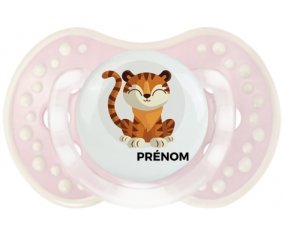 Tigre style 1 + prénom : 0/6 mois - Retro-rose-tendre classique embout Lovi Dynamic