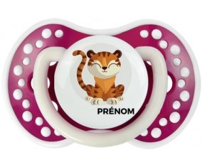 Tigre style 1 + prénom : 0/6 mois - Fuchsia phosphorescente embout Lovi Dynamic