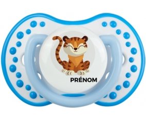 Tigre style 1 + prénom : 0/6 mois - Blanc-bleu phosphorescente embout Lovi Dynamic