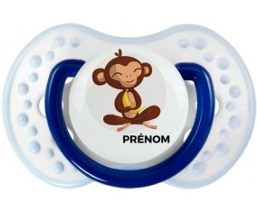 Singe style 3 + prénom : 0/6 mois - Marine-blanc-bleu classique embout Lovi Dynamic