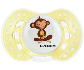 Singe style 3 + prénom : 0/6 mois - Trendy-jaune classique embout Lovi Dynamic