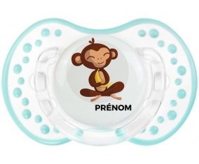 Singe style 3 + prénom : 0/6 mois - Retro-blanc-lagon classique embout Lovi Dynamic