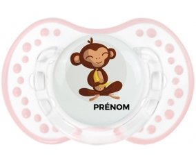 Singe style 3 + prénom : 0/6 mois - Retro-blanc-rose-tendre classique embout Lovi Dynamic