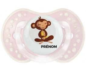 Singe style 3 + prénom : 0/6 mois - Retro-rose-tendre classique embout Lovi Dynamic