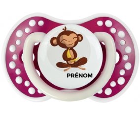 Singe style 3 + prénom : 0/6 mois - Fuchsia phosphorescente embout Lovi Dynamic
