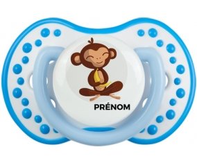 Singe style 3 + prénom : 0/6 mois - Blanc-bleu phosphorescente embout Lovi Dynamic