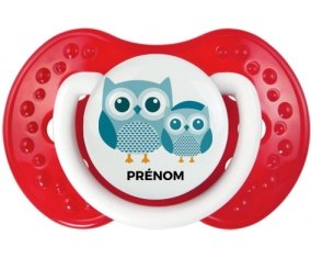 3 hiboux + prénom : 0/6 mois - Blanc-rouge classique embout Lovi Dynamic