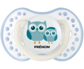 3 hiboux + prénom : 0/6 mois - Blanc-cyan classique embout Lovi Dynamic