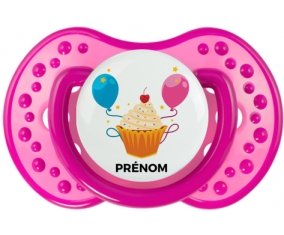 Gâteau ballon anniversaire + prénom : 0/6 mois - Rose classique embout Lovi Dynamic