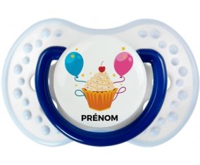 Gâteau ballon anniversaire + prénom : 0/6 mois - Marine-blanc-bleu classique embout Lovi Dynamic