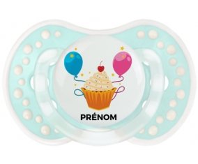 Gâteau ballon anniversaire + prénom : 0/6 mois - Retro-turquoise-lagon classique embout Lovi Dynamic