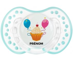 Gâteau ballon anniversaire + prénom : 0/6 mois - Retro-blanc-lagon classique embout Lovi Dynamic