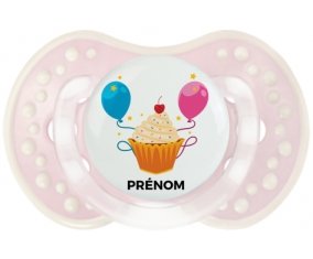 Gâteau ballon anniversaire + prénom : 0/6 mois - Retro-rose-tendre classique embout Lovi Dynamic