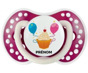 Gâteau ballon anniversaire + prénom : 0/6 mois - Fuchsia phosphorescente embout Lovi Dynamic