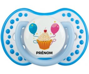 Gâteau ballon anniversaire + prénom : 0/6 mois - Blanc-bleu phosphorescente embout Lovi Dynamic