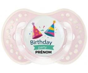 Birthday party style 1 + prénom : 0/6 mois - Retro-rose-tendre classique embout Lovi Dynamic