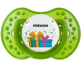 Cadeaux anniversaire style 2 + prénom : 0/6 mois - Vert classique embout Lovi Dynamic