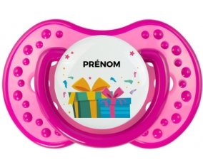 Cadeaux anniversaire style 2 + prénom : 0/6 mois - Rose classique embout Lovi Dynamic