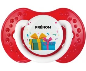 Cadeaux anniversaire style 2 + prénom : 0/6 mois - Blanc-rouge classique embout Lovi Dynamic