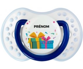 Cadeaux anniversaire style 2 + prénom : 0/6 mois - Marine-blanc-bleu classique embout Lovi Dynamic