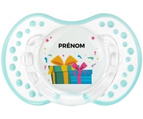 Cadeaux anniversaire style 2 + prénom : 0/6 mois - Retro-blanc-lagon classique embout Lovi Dynamic