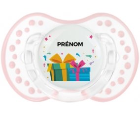 Cadeaux anniversaire style 2 + prénom : 0/6 mois - Retro-blanc-rose-tendre classique embout Lovi Dynamic