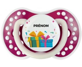 Cadeaux anniversaire style 2 + prénom : 0/6 mois - Fuchsia phosphorescente embout Lovi Dynamic