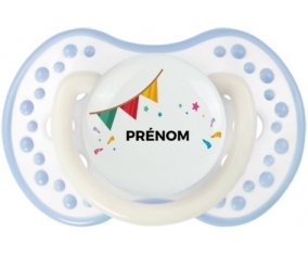 Guirlande + prénom : 0/6 mois - Blanc-cyan classique embout Lovi Dynamic