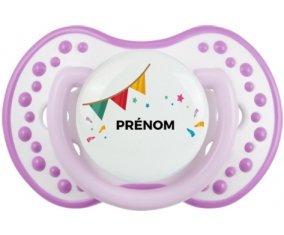 Guirlande + prénom : 0/6 mois - Blanc-mauve classique embout Lovi Dynamic