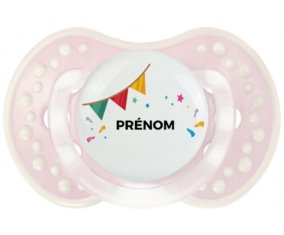 Guirlande + prénom : 0/6 mois - Retro-rose-tendre classique embout Lovi Dynamic