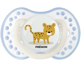Tigre style 2 + prénom : 0/6 mois - Blanc-cyan classique embout Lovi Dynamic