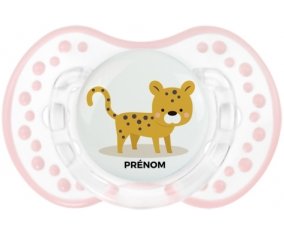 Tigre style 2 + prénom : 0/6 mois - Retro-blanc-rose-tendre classique embout Lovi Dynamic