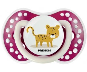 Tigre style 2 + prénom : 0/6 mois - Fuchsia phosphorescente embout Lovi Dynamic