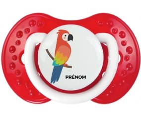 Perroquet + prénom : 0/6 mois - Blanc-rouge classique embout Lovi Dynamic