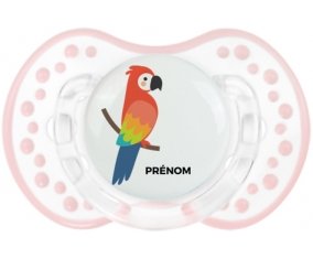 Perroquet + prénom : 0/6 mois - Retro-blanc-rose-tendre classique embout Lovi Dynamic
