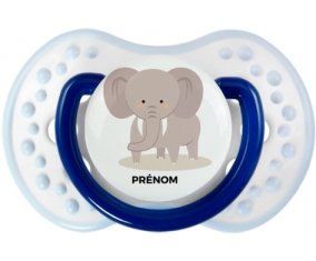Éléphant style 5 + prénom : 0/6 mois - Marine-blanc-bleu classique embout Lovi Dynamic