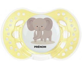 Éléphant style 5 + prénom : 0/6 mois - Trendy-jaune classique embout Lovi Dynamic