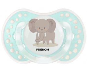 Éléphant style 5 + prénom : 0/6 mois - Retro-turquoise-lagon classique embout Lovi Dynamic