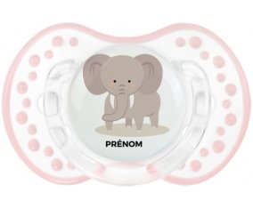 Éléphant style 5 + prénom : 0/6 mois - Retro-blanc-rose-tendre classique embout Lovi Dynamic