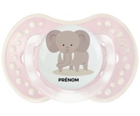 Éléphant style 5 + prénom : 0/6 mois - Retro-rose-tendre classique embout Lovi Dynamic