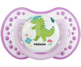Croco + prénom : 0/6 mois - Blanc-mauve classique embout Lovi Dynamic