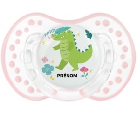 Croco + prénom : 0/6 mois - Retro-blanc-rose-tendre classique embout Lovi Dynamic
